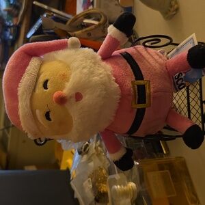 AVAILABLE- 2021, 2 scoops Christmas Jolly Santa Plush Pink Holiday toy 9" Tall